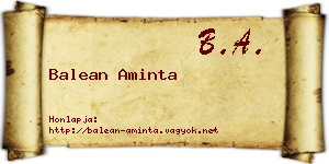 Balean Aminta névjegykártya